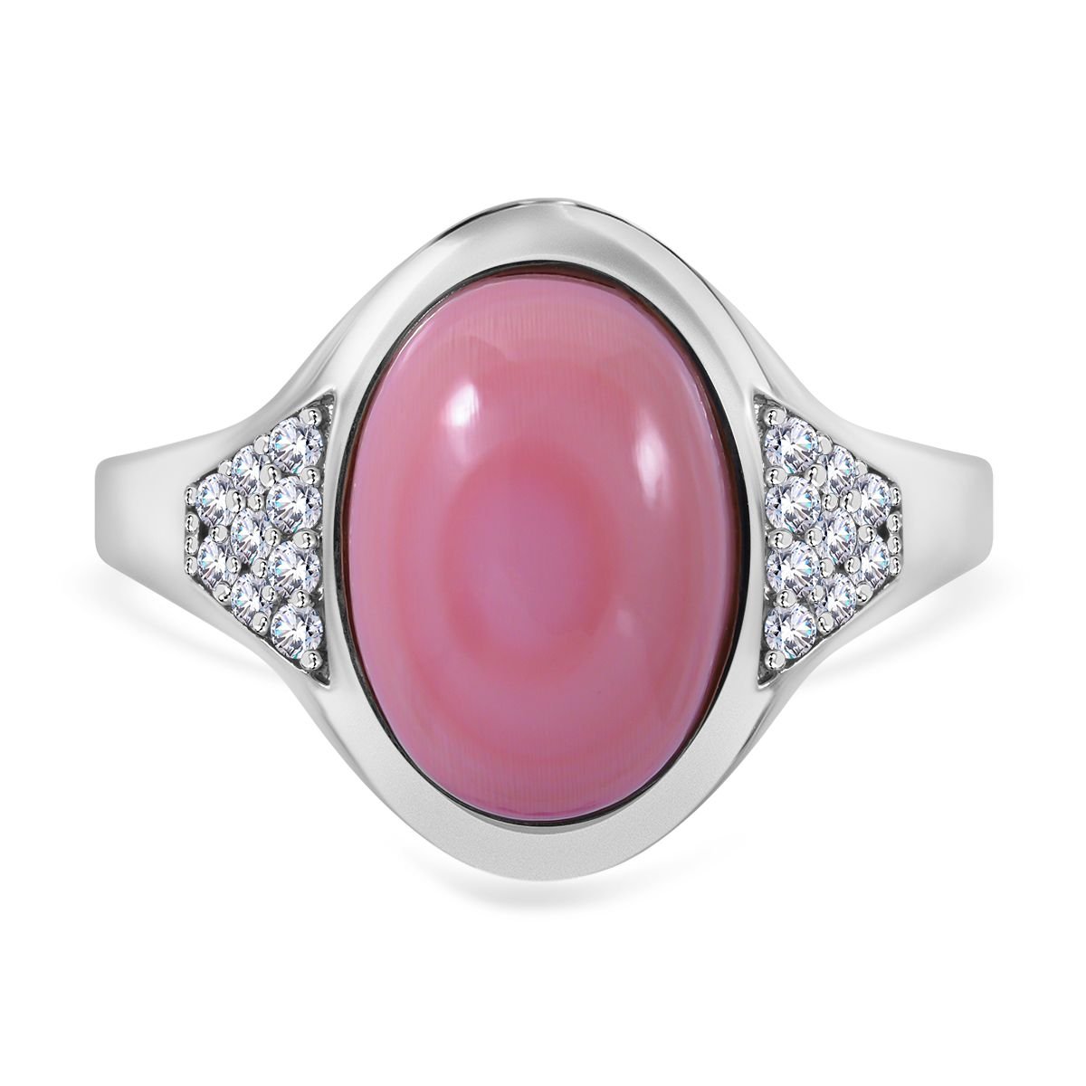 Aa Nat Rlicher Rosa K Nigsmuschel Perle Wei Er Zirkon Ring Silber