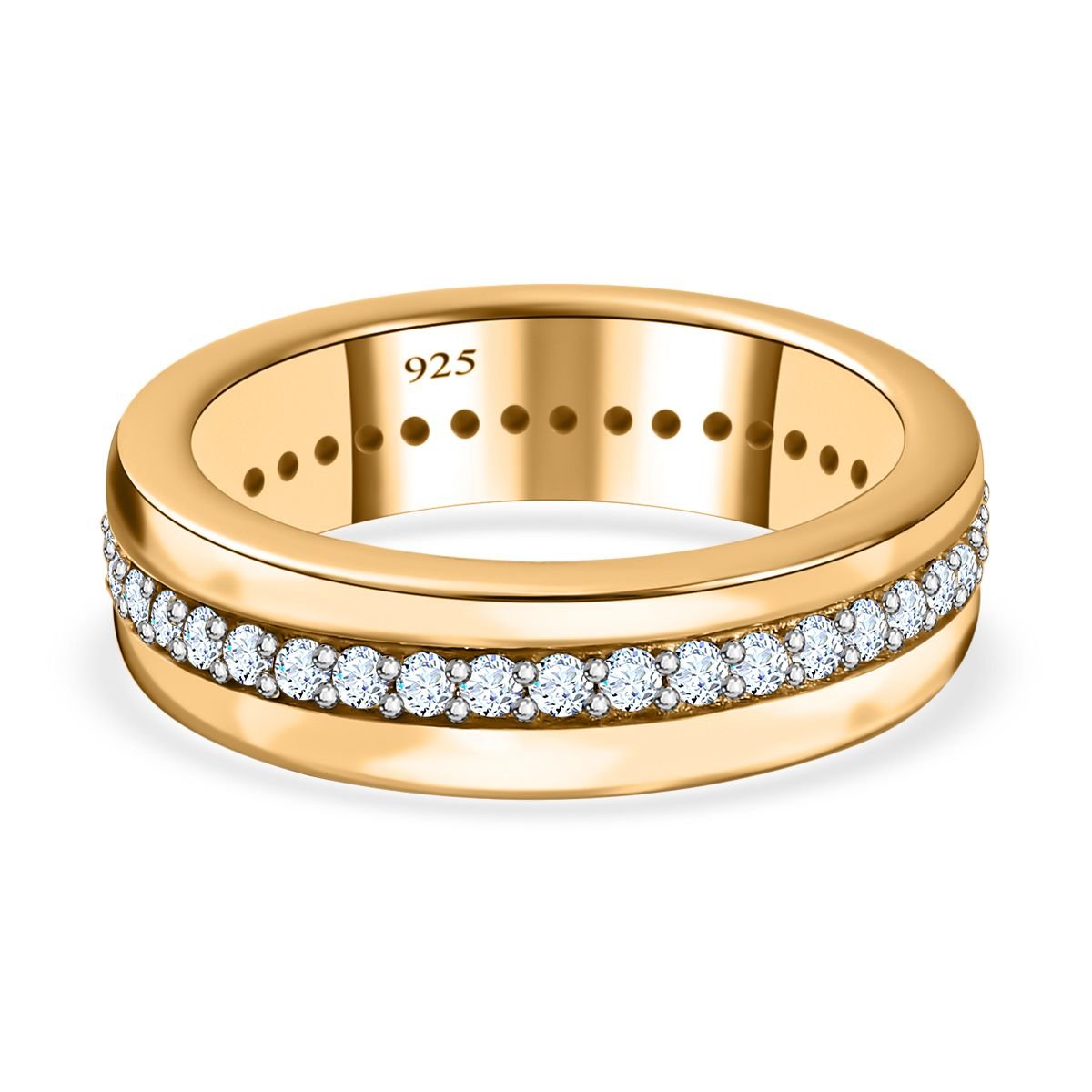 Moissanit Ringe 925 Silber Gelbgold Vermeil Größe 19 00 ca 0 81 ct