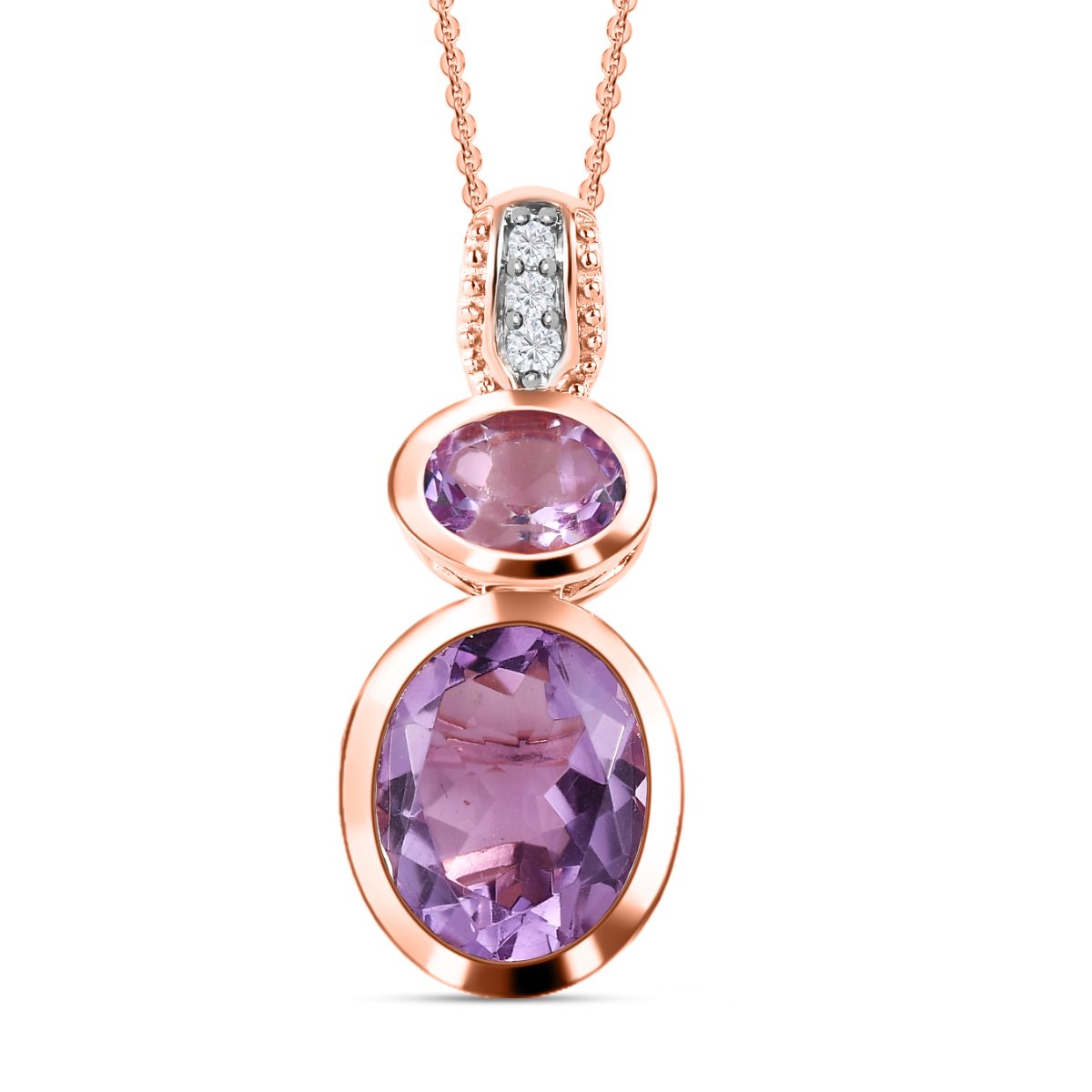 Rose De France Amethyst Anh Nger Mit Kette Silber Ros Vergoldet