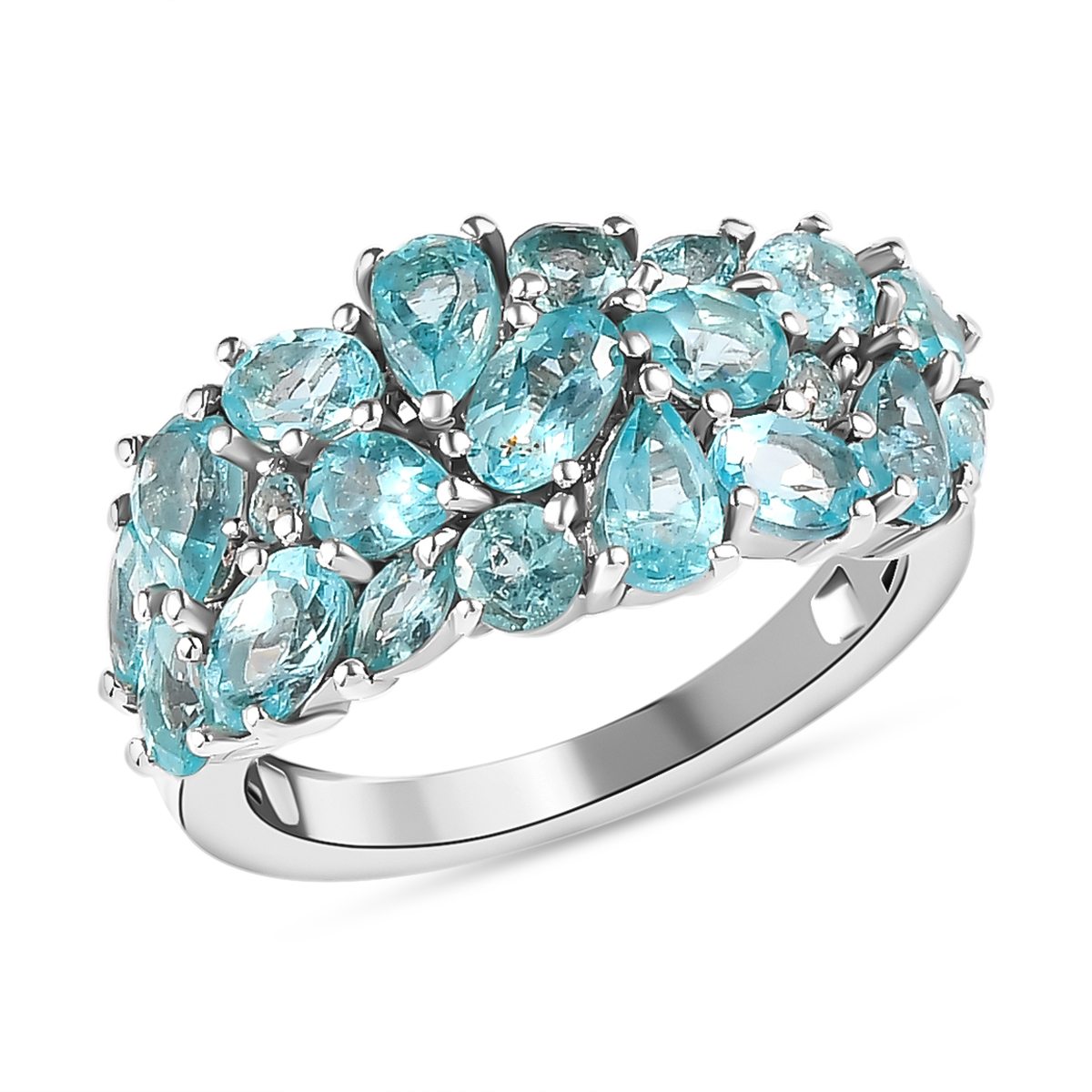 Paraiba Apatit Ring 925 Silber platiniert Größe 17 00 ca 3 47 ct