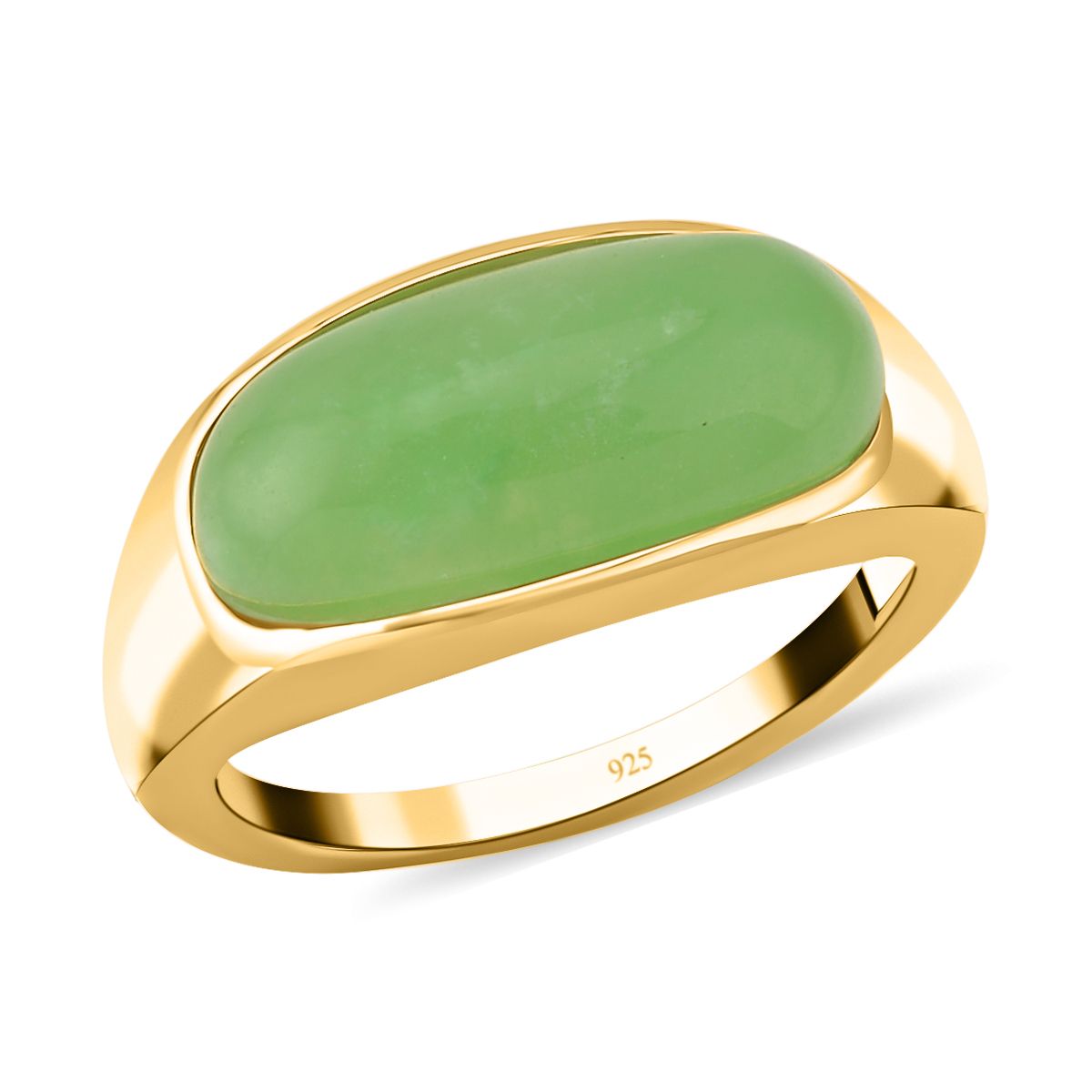 Gr Ner Jade Ring Silber Gelbgold Vermeil Gr E Ca