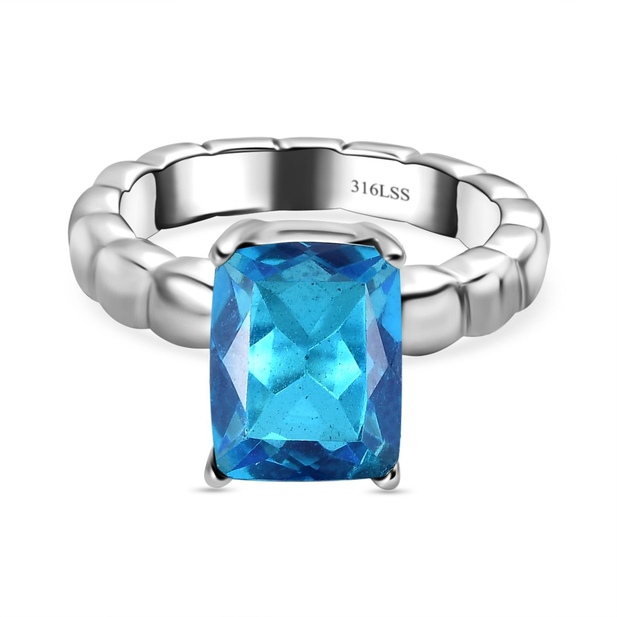 Karibik Quarz Triplette Ring Edelstahl Größe 16 00 ca 3 42 ct SHOPLC