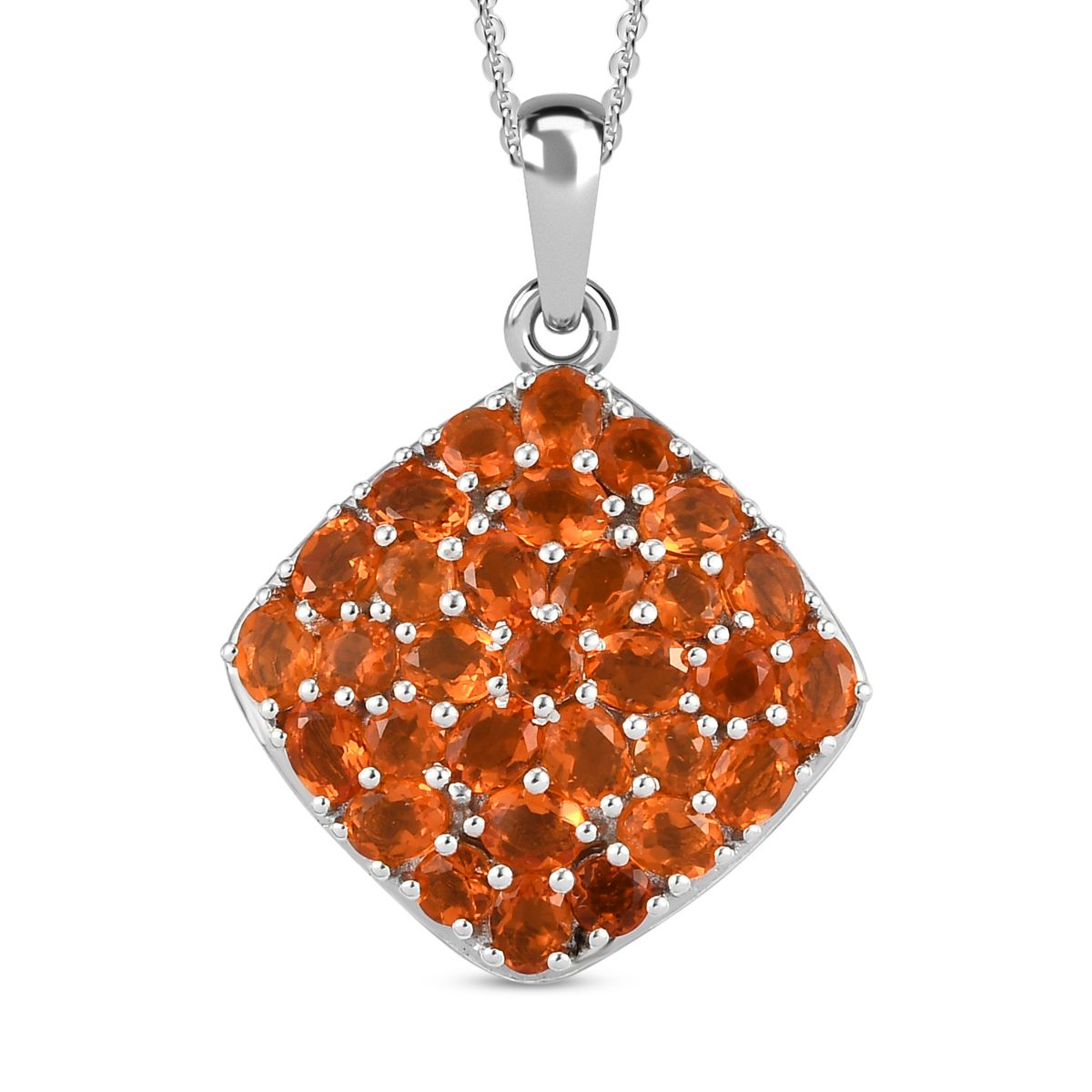 Salamanca Feueropal Cluster Anhänger mit Kette in Silber 3 29 Ct SHOPLC