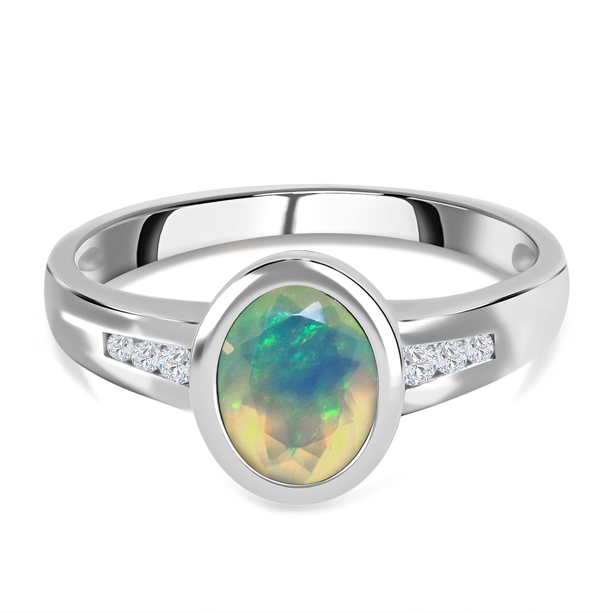 Natürlicher äthiopischer Welo Opal und Zirkon Ring 0 90 ct SHOPLC