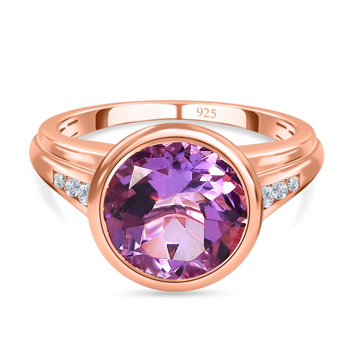 Rose De France Amethyst Wei Er Zirkon Ring Silber Ros Vergoldet