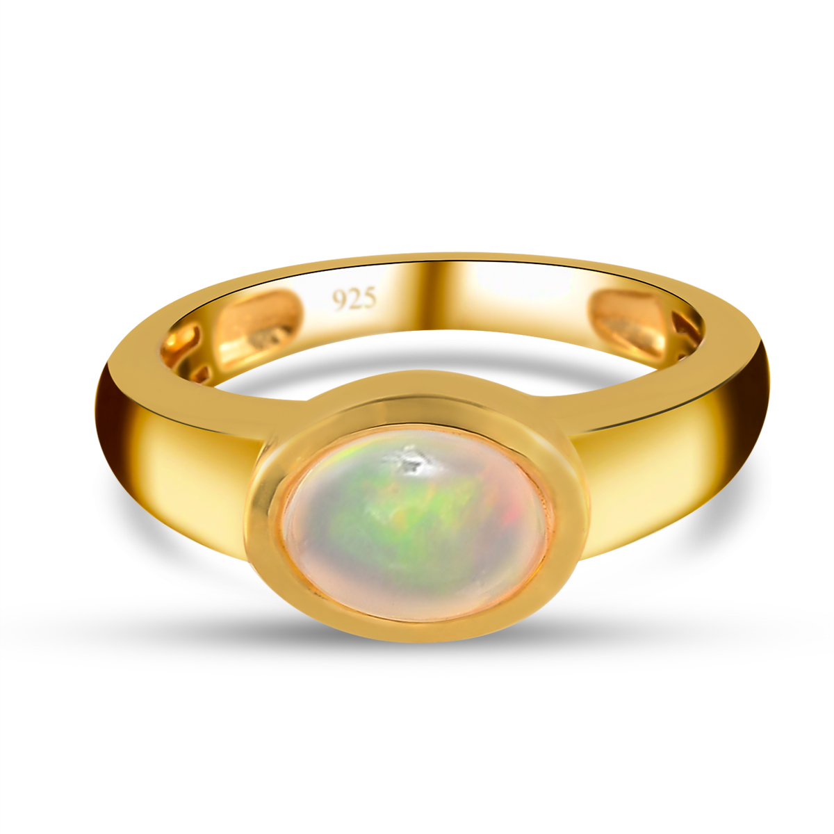 Nat Rlicher Thiopischer Opal Ring Silber Gelbgold Vermeil Ca