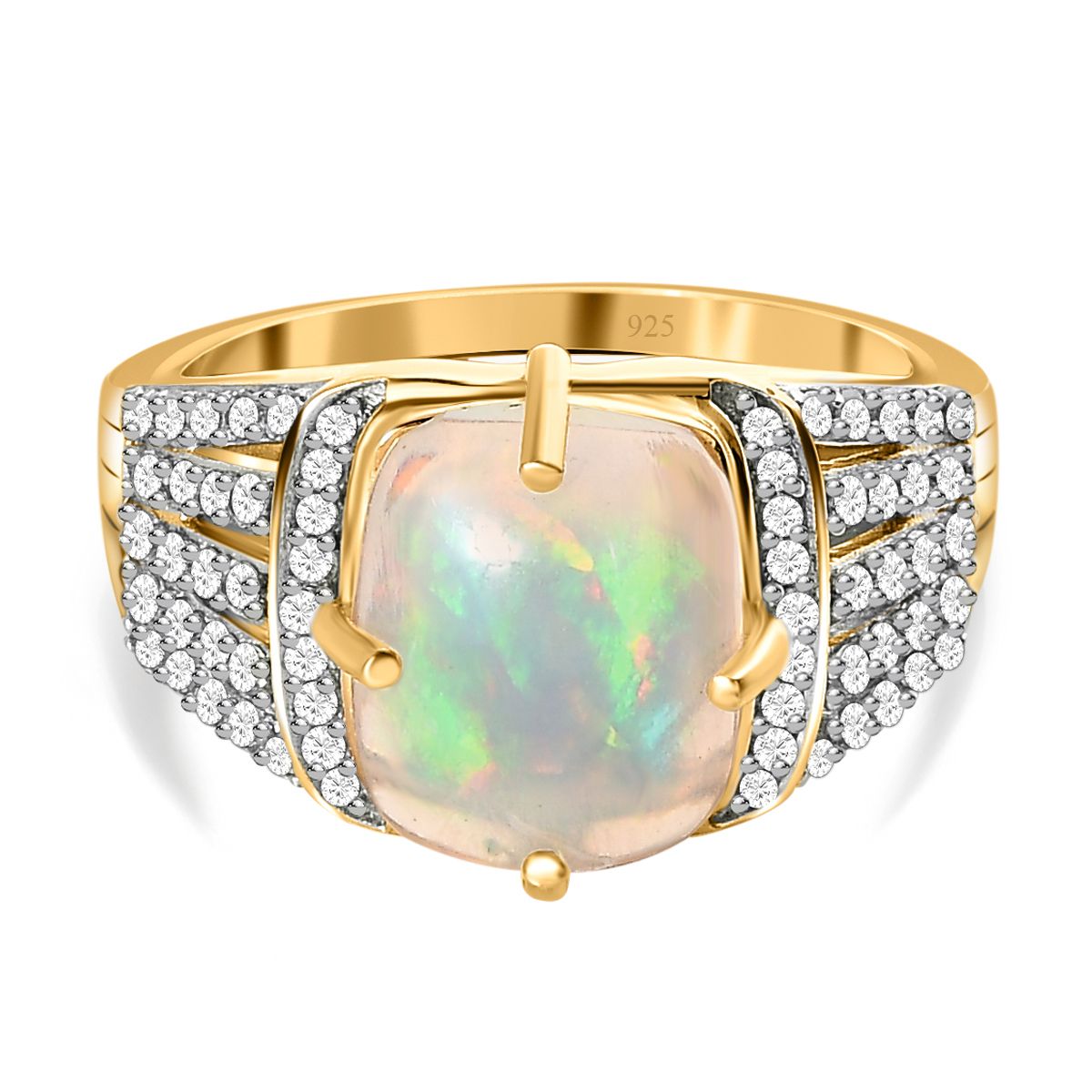 Natürlicher äthiopischer Welo Opal und Zirkon Ring 3 53 ct SHOPLC