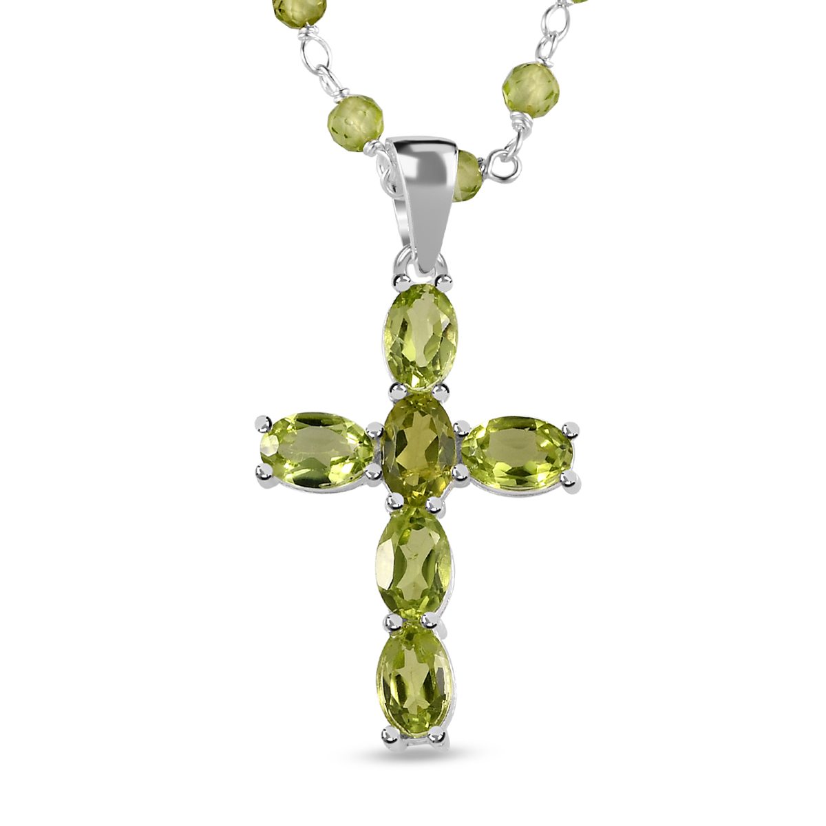 Natürliche Peridot Kreuz Anhänger Halskette in Silber 16 22 ct SHOPLC