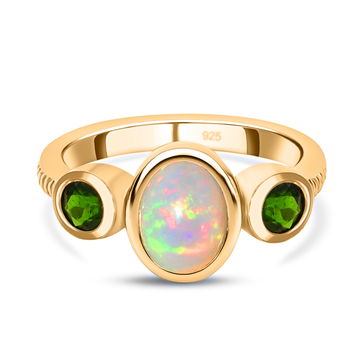 Nat Rlicher Thiopischer Opal Und Chromdiopsid Ring Silber