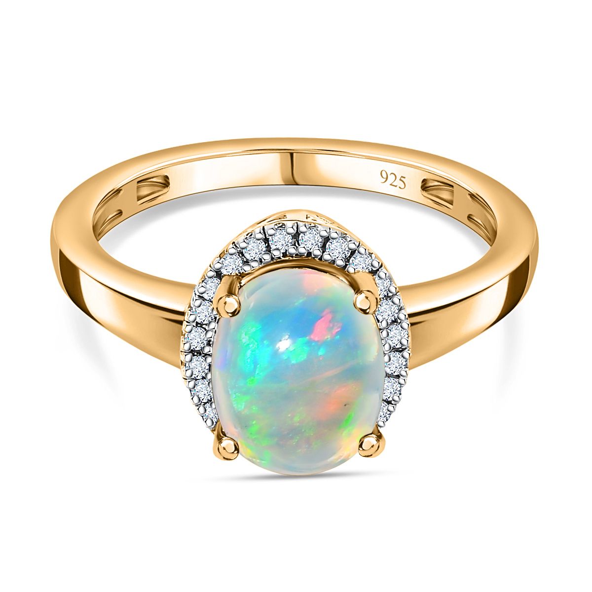 Nat Rlicher Thiopischer Welo Opal Und Diamant Ring Ct Shoplc