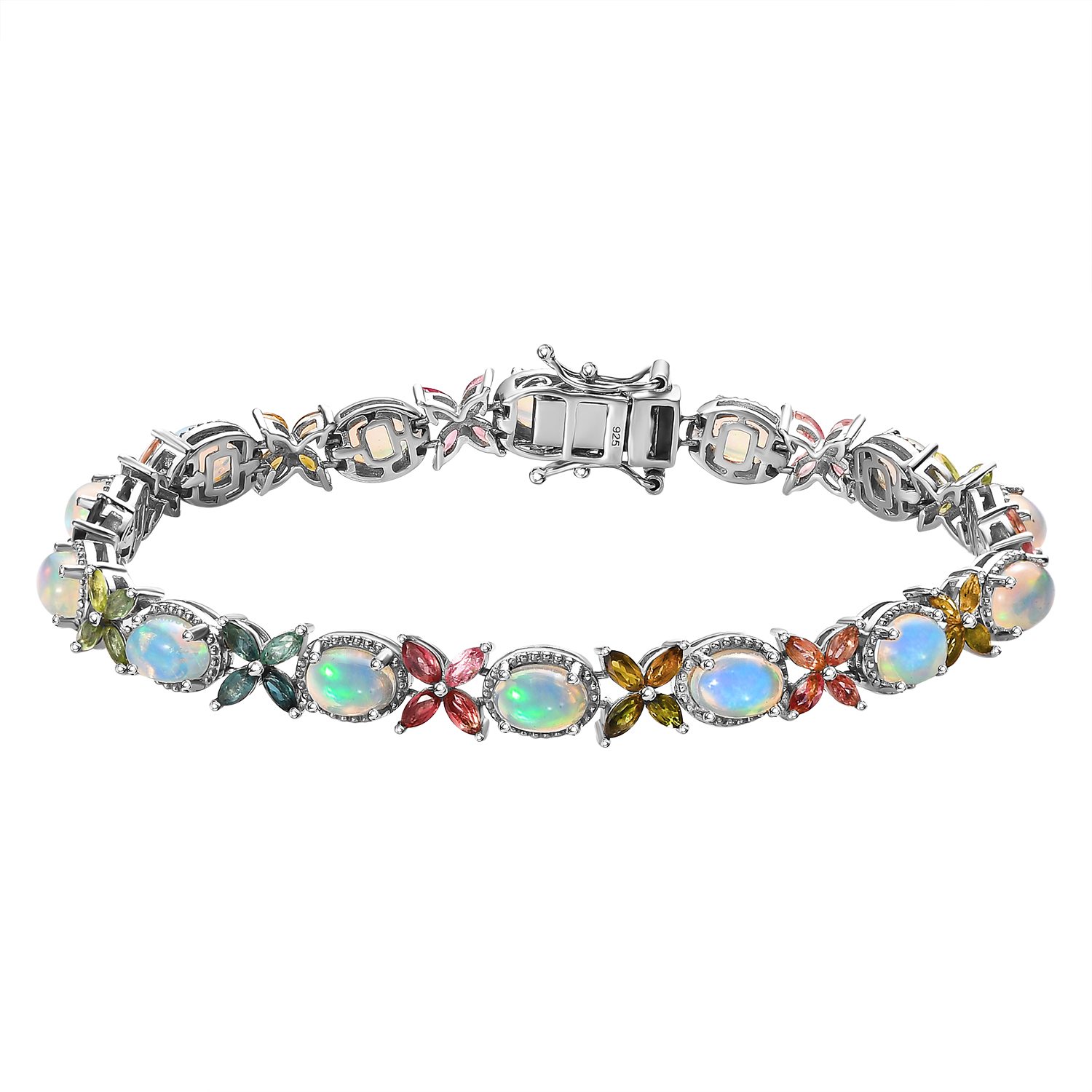 Natürliches äthiopisches Welo Opal mehrfarbiges Turmalin Armband ca