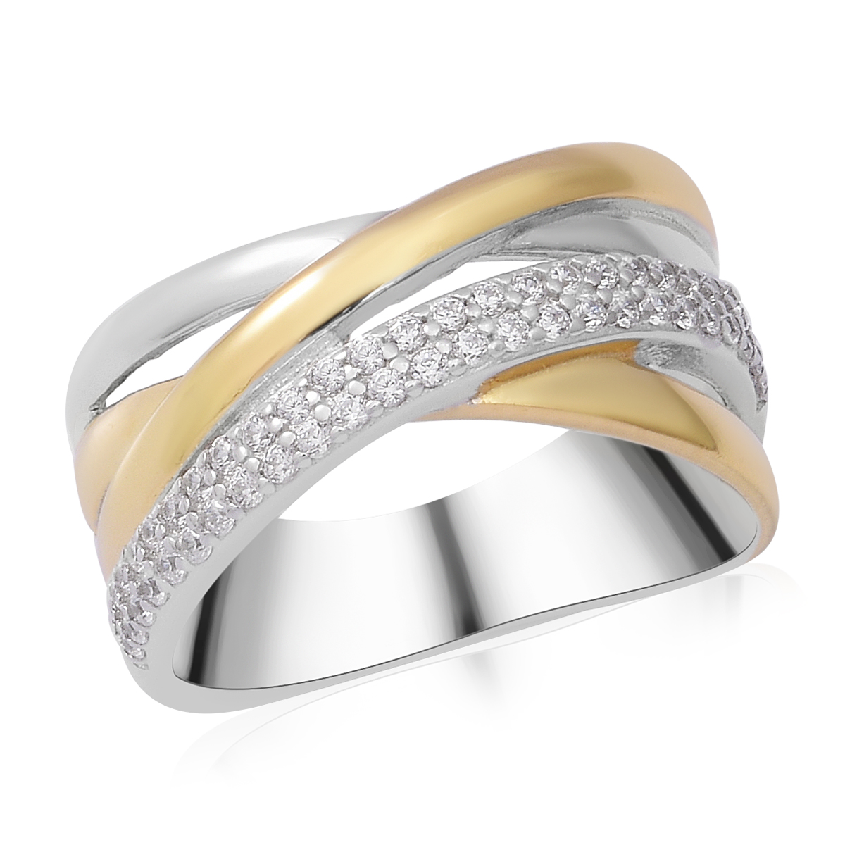 LUSTRO STELLA weißer Zirkonia Ring 925 Silber Bicolor ca 0 45 ct