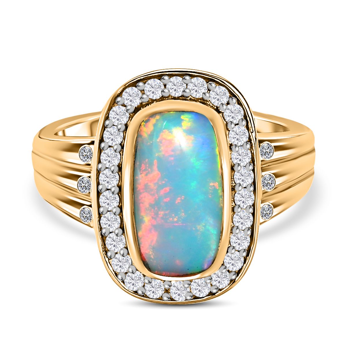 Natürlicher äthiopischer Welo Opal und Zirkon Ring 2 10 ct SHOPLC