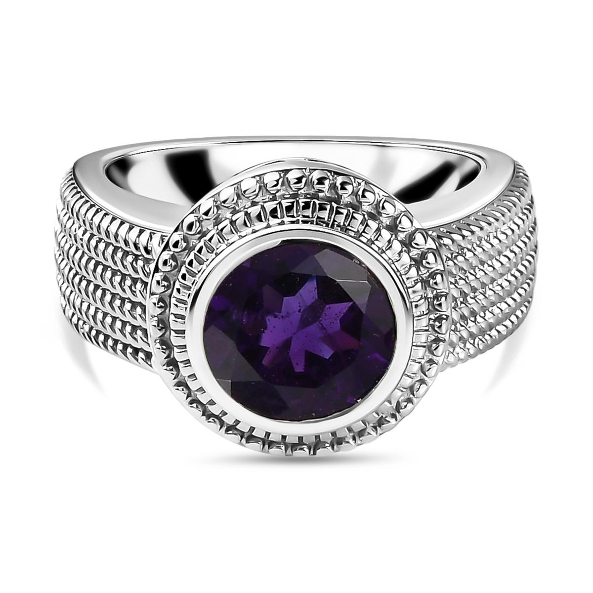 Afrikanischer Amethyst Ring reines Messing platiniert Größe 17 00 ca