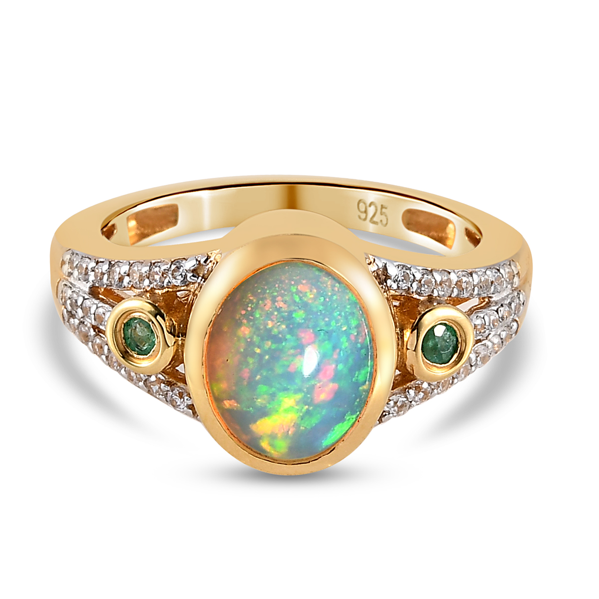 Thiopischer Opal Smaragd Und Zirkon Ring Ct Shoplc