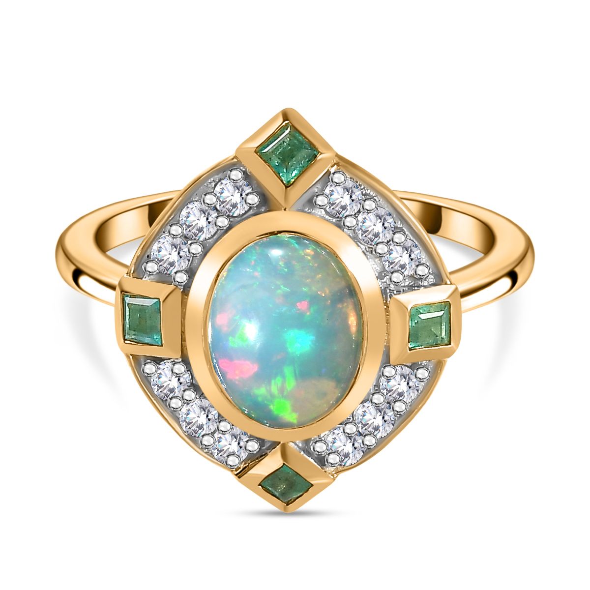 Aa Thiopischer Welo Opal Kagem Sambischer Smaragd Und Zirkon Ring