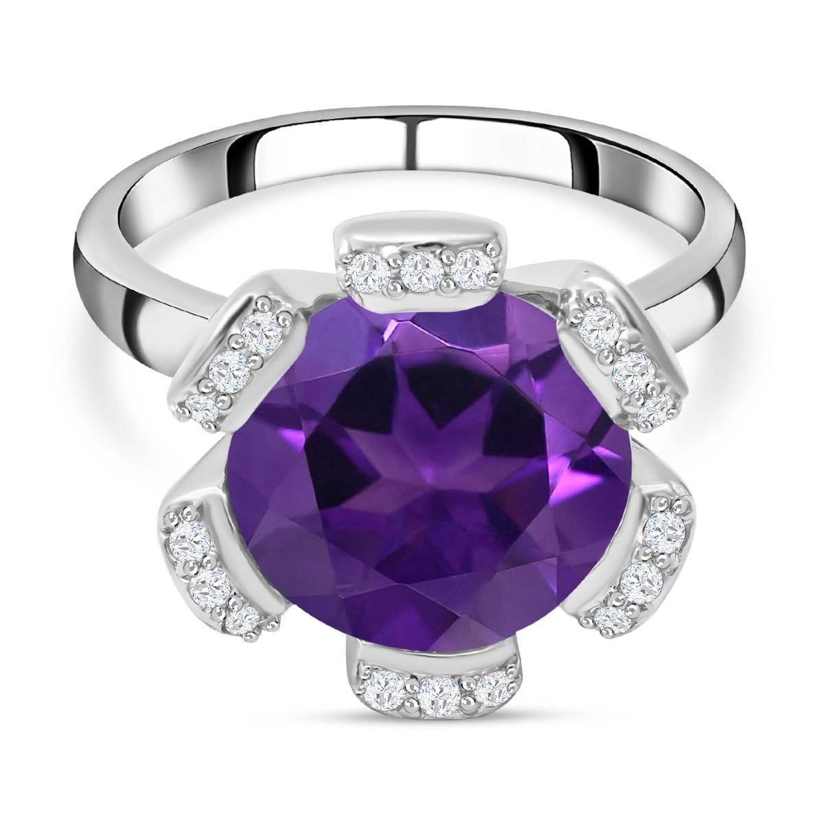 Afrikanischer Amethyst Und Zirkon Ring 5 98 Ct SHOPLC