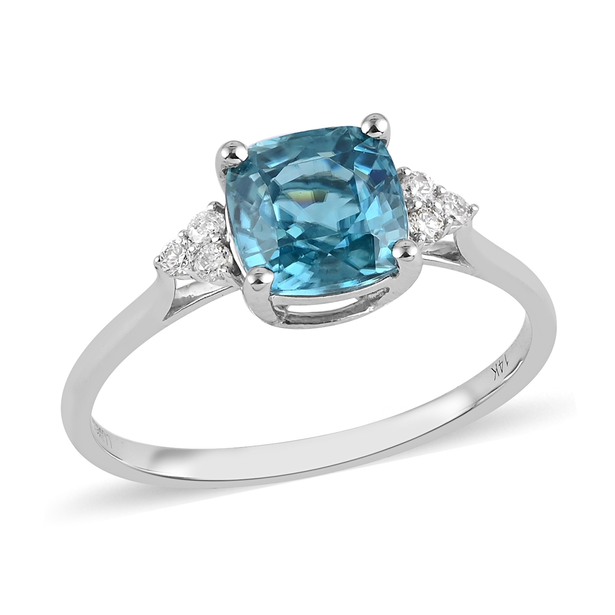 AAAA Kambodschanischer Blauer Zirkon Und Diamant Ring I2 G H 585