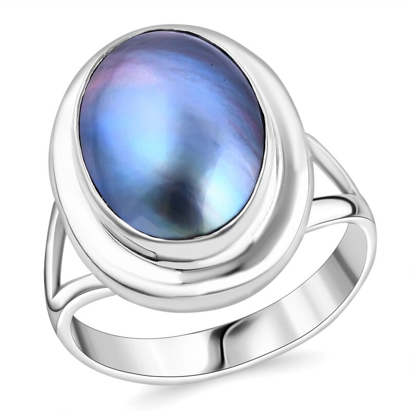 Royal Bali Kollektion- Blauer Mabe Perle Ring image number 0