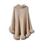 Glitzernder Kunstfell-Poncho, Beige image number 1