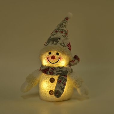 Schneemann mit LED lichter, 25 cm, 3AAA (nicht inkl.), Weiß