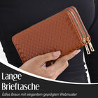 Elegantes RFID-Schutz Brieftasche in Braun mit geprägtem Webmuster image number 1