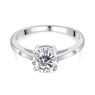 Lustro Stella - weißer Zirkonia Ring, 925 Silber platiniert, ca. 2.15 ct