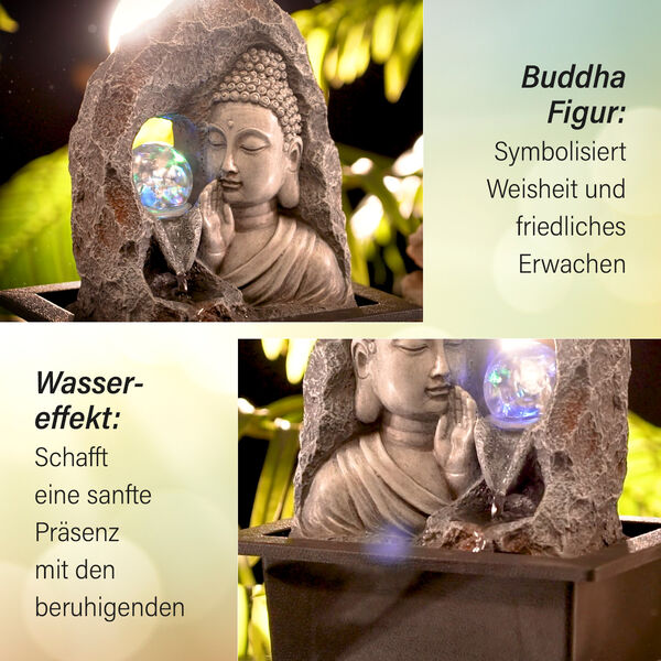 Haus und Garten Wasserbrunnen mit Licht,  flüsternder Buddha image number 1