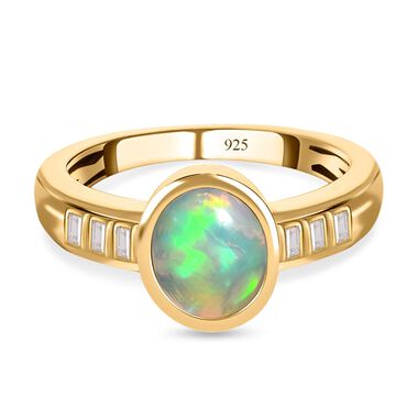 Natürlicher, äthiopischer Welo Opal und Zirkon-Ring - 1,35 ct.