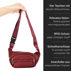 Multifunktionale RFID-geschützte Nylon Gürteltasche mit Schnellverschluss, 36x4x13cm, Burgund image number 3