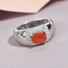 Mexikanischer Kirschfeuer-Opal und Zirkon Ring 925 Silber platiniert image number 3