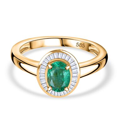 AAAA Kagem sambischer Smaragd und Diamant Ring in 585 Gold - 0,88 ct.