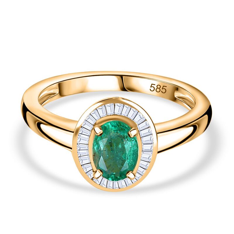 AAAA Kagem sambischer Smaragd und Diamant Ring in 585 Gold - 0,88 ct. image number 0