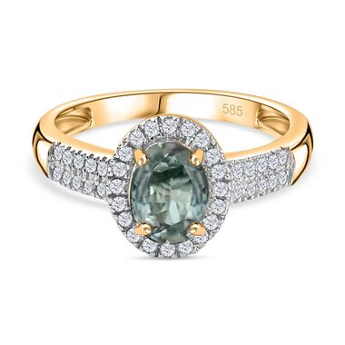 AAA Alexandrit, Weißer Diamant Ring, 585 Gold (Größe 19.00), ca. 1.28 ct