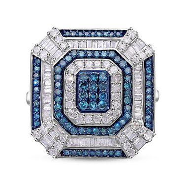 Weißer und blauer Diamant-Ring - 1,50 ct.