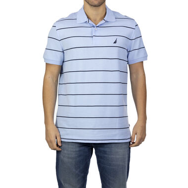 NAUTICA: Poloshirt mit aufgesticktem Logo, Hellblau