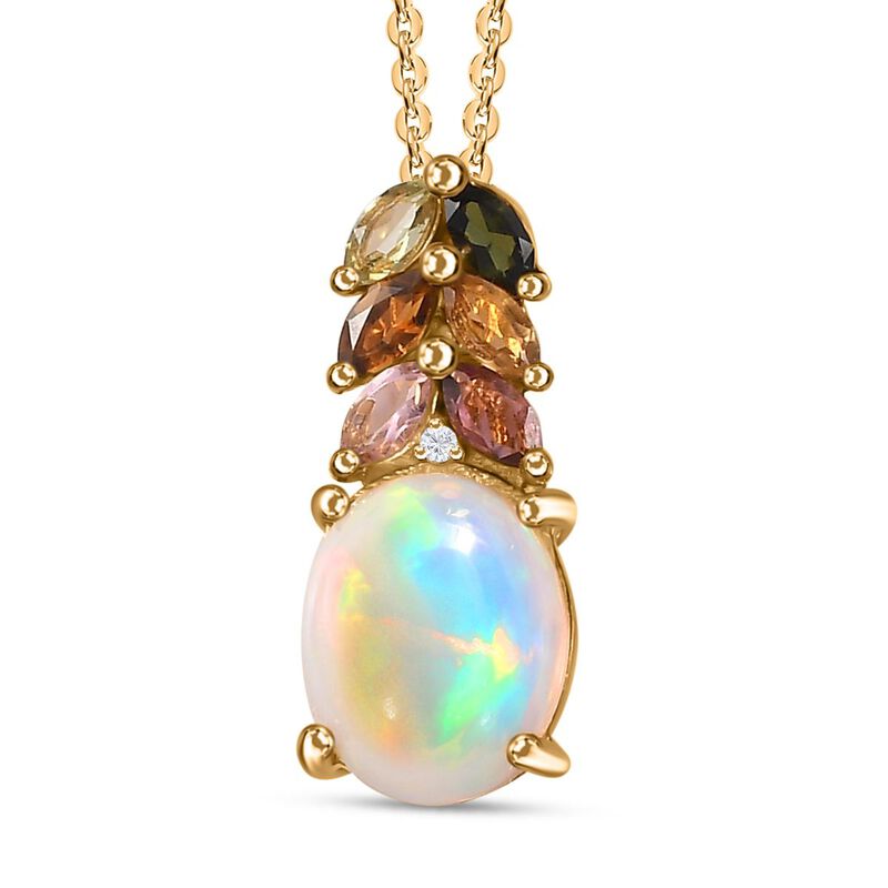 AA Natürlicher, äthiopischer Welo Opal, Zirkon und Multi-Turmalin-Anhänger mit 45cm Kette - 2,28 ct. image number 0