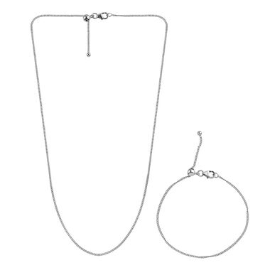 2er-Set Kordelkette und Armband, platiniertes Silber