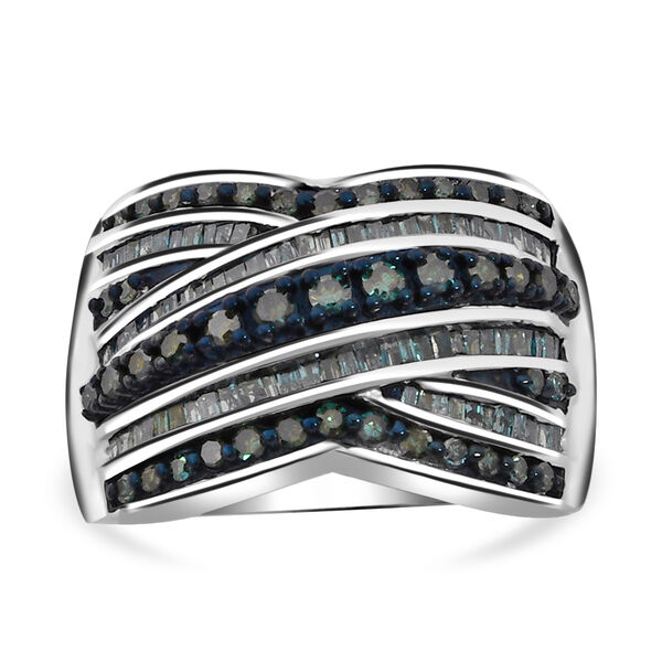 Blauer Diamant Ring 925 Silber platiniert (Größe 19.00) ca. 1.00 ct image number 1