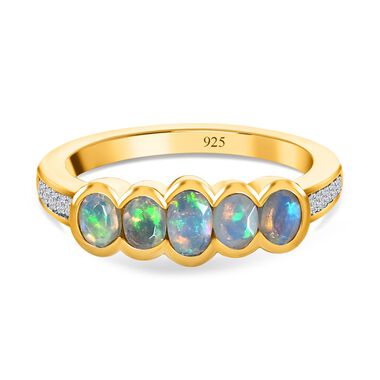 Natürlicher, äthiopischer Welo Opal Ring, 925 Silber Gelbgold Vermeil (Größe 18.00) ca. 1.20 ct