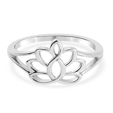 Lotosblumen Ring, 925 Silber platiniert