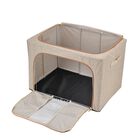 Faltbare Aufbewahrungsbox aus Stoff mit Metallrahmen und PVC Fenster, 60 x 44 x 40 cm, 100L, Beige image number 3