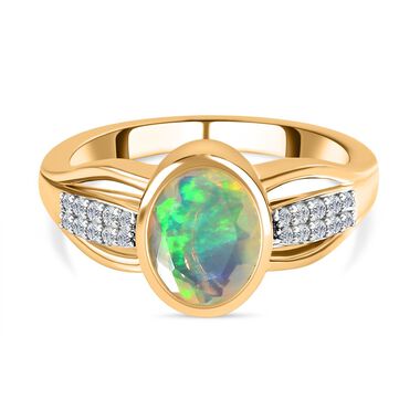 Natürlicher, äthiopischer Welo Opal und Zirkon-Ring - 1,27 ct.