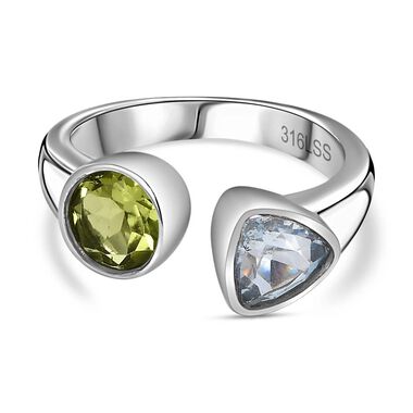 Himmelblauer Topas und Peridot-Ring - 1,79 ct.