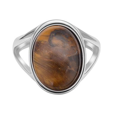 Gelber Tigerauge-Ring, reiner Edelstahl  ca. 10,00 ct