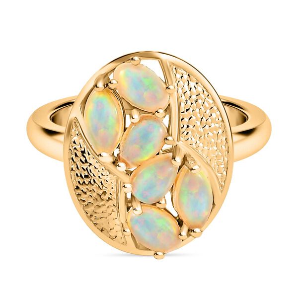 Natürlicher, äthiopischer Opal-Ring, 925 Silber Gelbgold Vermeil  ca. 0,87 ct image number 0