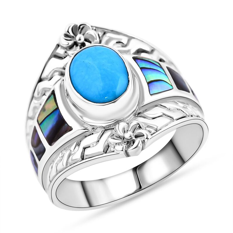 Royal Bali Kollektion - Sleeping Beauty Türkis und Abalone Muschel Ring - 2,30 ct. image number 0