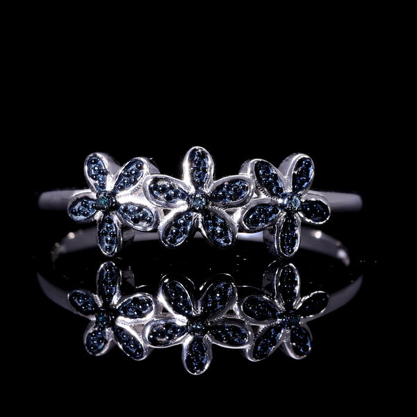 Floraler blauer Diamant-Ring image number 1