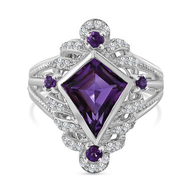 Afrikanischer Amethyst Ring, 925 Silber rhodiniert, (Größe 17.00), ca. 3.19 ct