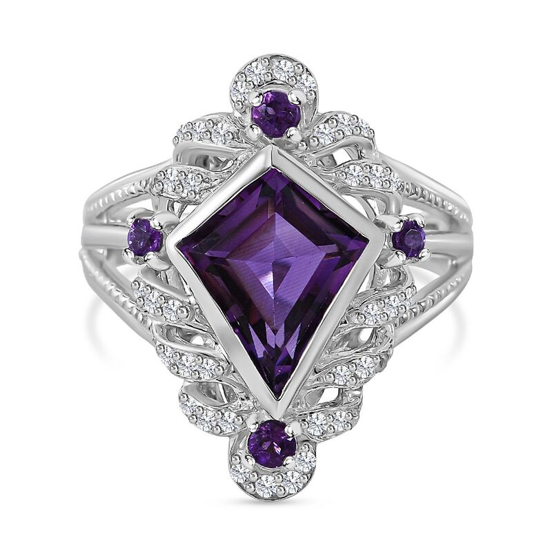 Afrikanischer Amethyst Ring, 925 Silber rhodiniert, (Größe 17.00), ca. 3.19 ct image number 0